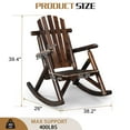 thumbnail image 5 of Ktaxon 26in Outdoor Wooden Rocking Chair, Adirondack Rocker Patio Chair with Rustic High Back for Indoor Backyard Garden Porch, Carbonized, 5 of 8