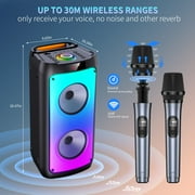 FanFun Karaoke Machine with 2 Wireless Microphones, Bluetooth Speaker, Portable PA System for Party, Sing Machine with Deep Bass, T10-T