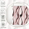 thumbnail image 6 of Modern abstract gray and brown striped shower curtain set bathroom with hooks, 72x72 inches, 6 of 8