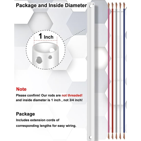 48 Inch Ceiling Fan Extension Rod, 1" Outer Diameter White Ceiling Fan Downrod (No Threads) with 5 x 18-AWG Wires,4 FT Fan Boom Fit for Wide Range of Fans