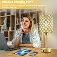thumbnail image 4 of NATYSWAN Touch Crystal Table Lamp for Living Room,Small Bedside Nightstand Lamp with USB C+A Ports,3-Way Dimmable Modern Gold Lamp for Bedroom,Office,Reading, 4 of 7