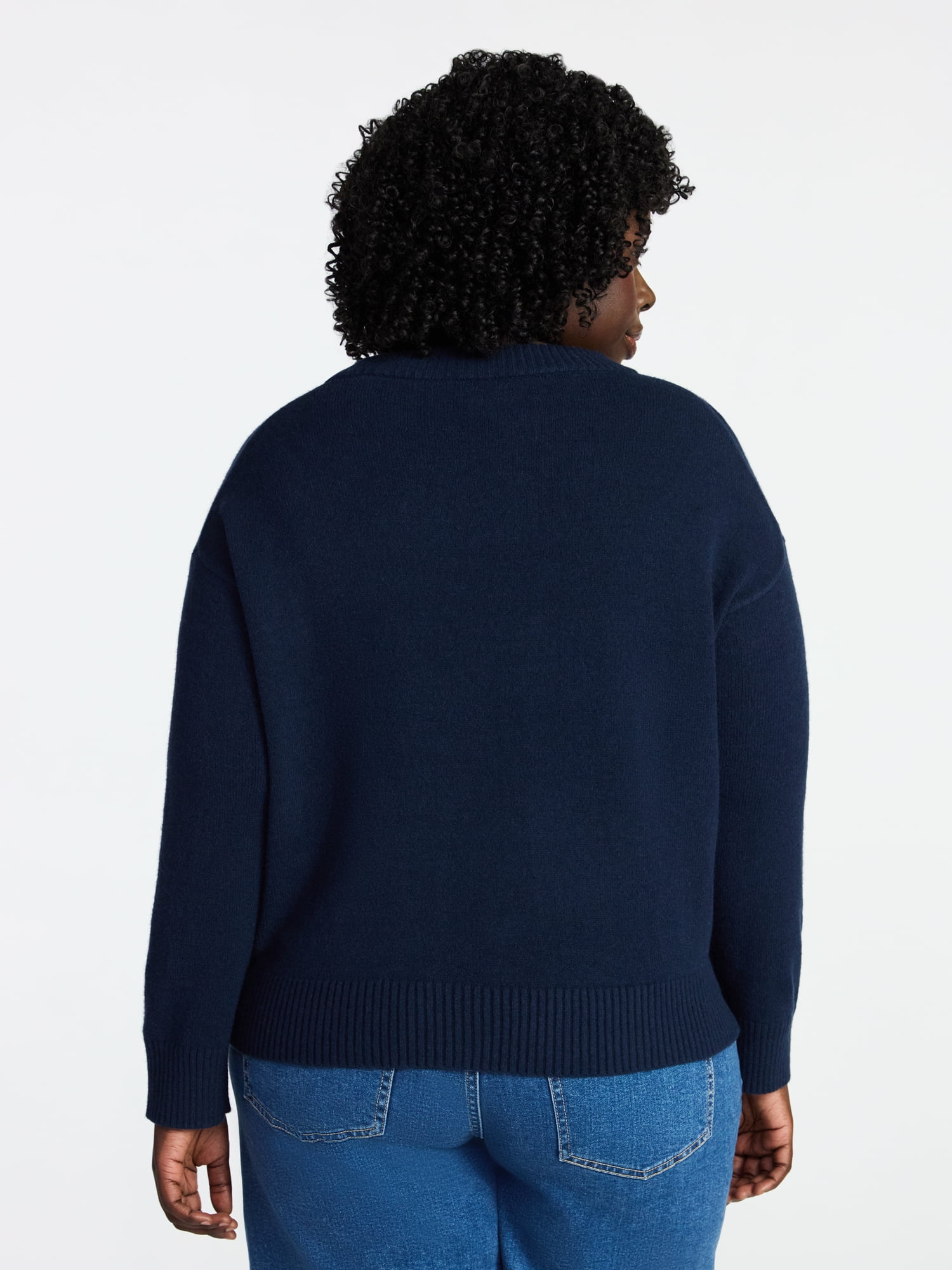 Terra & Sky Women's Plus Size Crewneck Pullover Sweater, Size 0X-5X