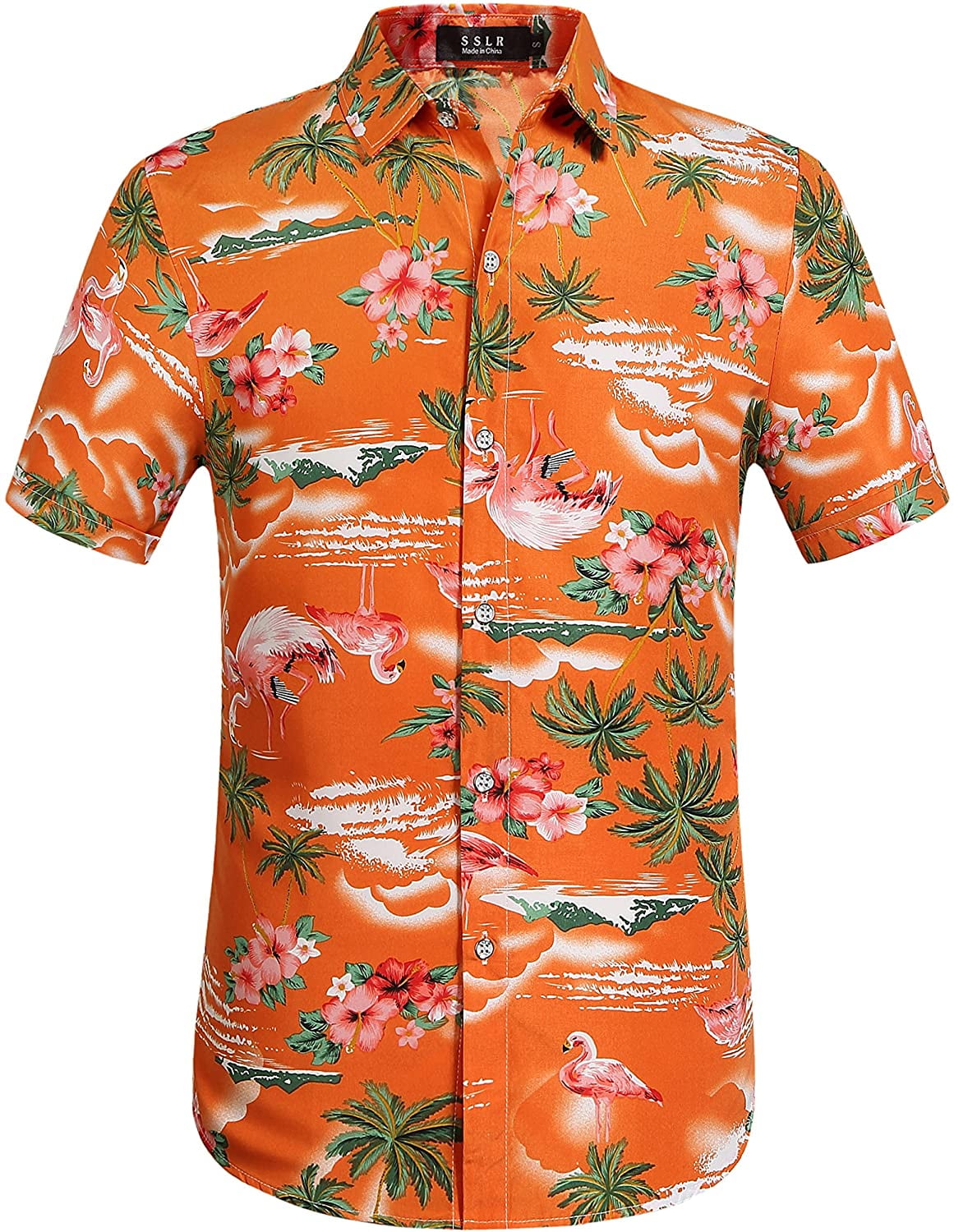 Mens Hawaiian Shirt Flamingos Casual 