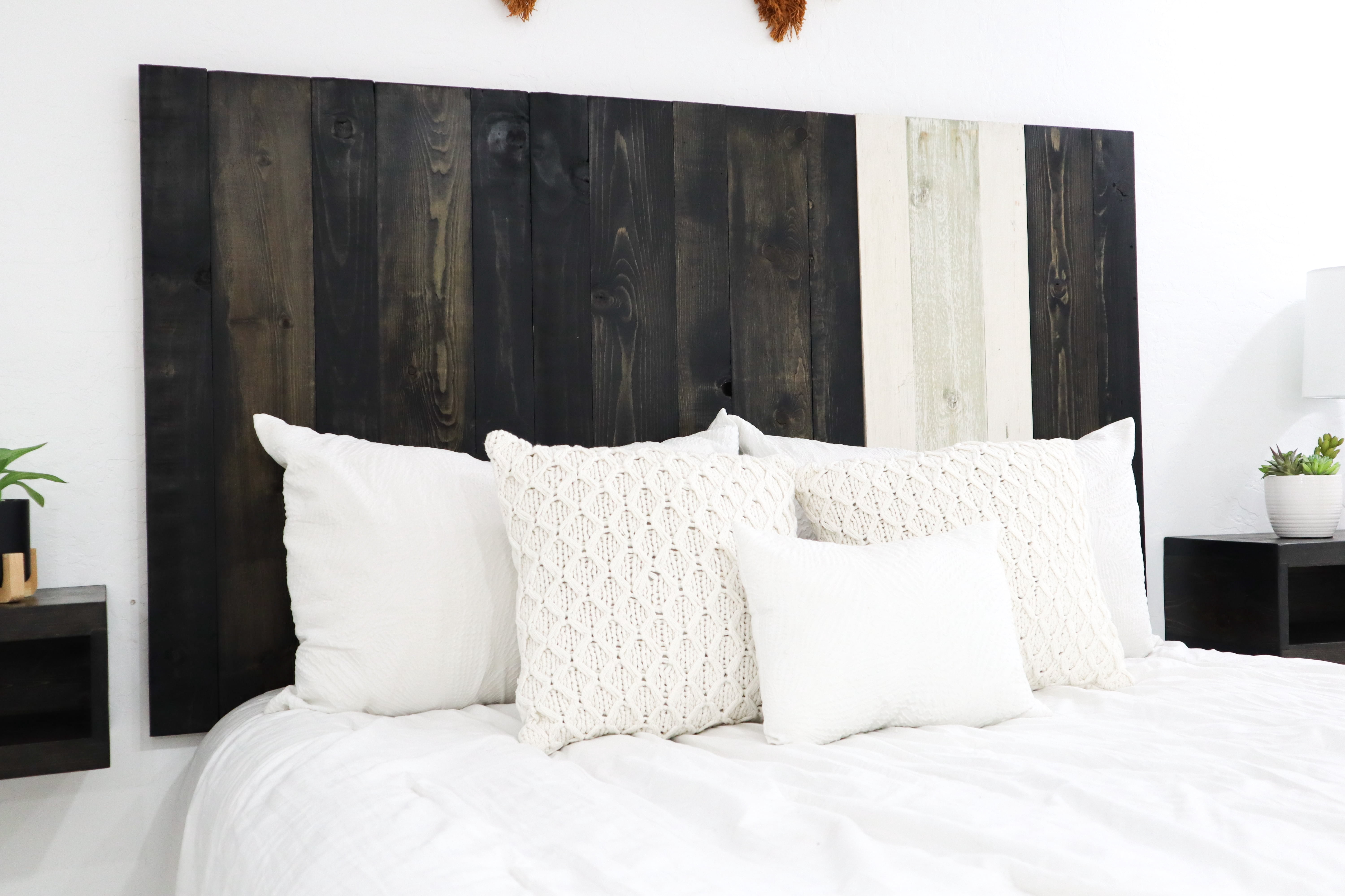 Barn Walls Noir Mix Signature Design, Multicolored Solid Wood Headboard, Floating Panels, Wall Mount, Adjustable Height, Easy Assembly, King Size