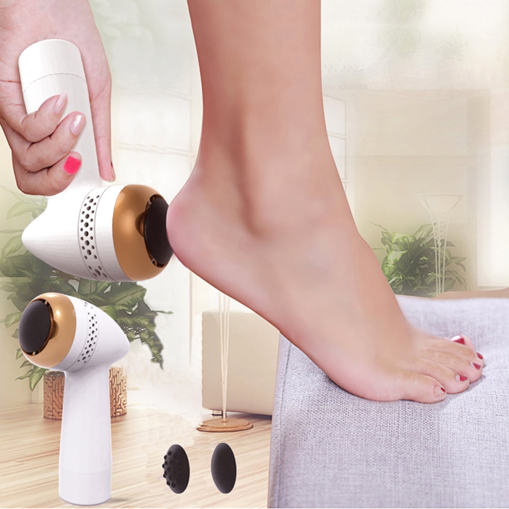 ikayaa Electric Foot Grinder Vacuum with 3 Coarse Heads Rechargeable Portable Feet File Pedicure Tool Massage Function Foot Scrubber Callus Remover for Dead Hard Cracked Dry Skin