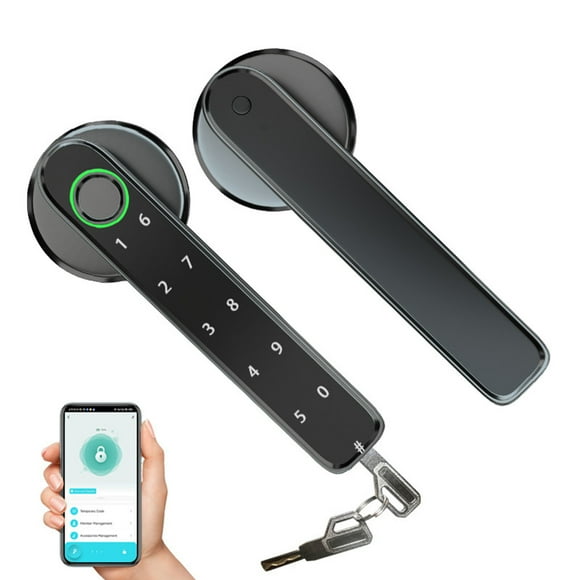 Fingerprint Door Lock for Wooden Doors with Keypad, Keyless Entry Handle, Fingerprint and Code Access for Home Apartment Office