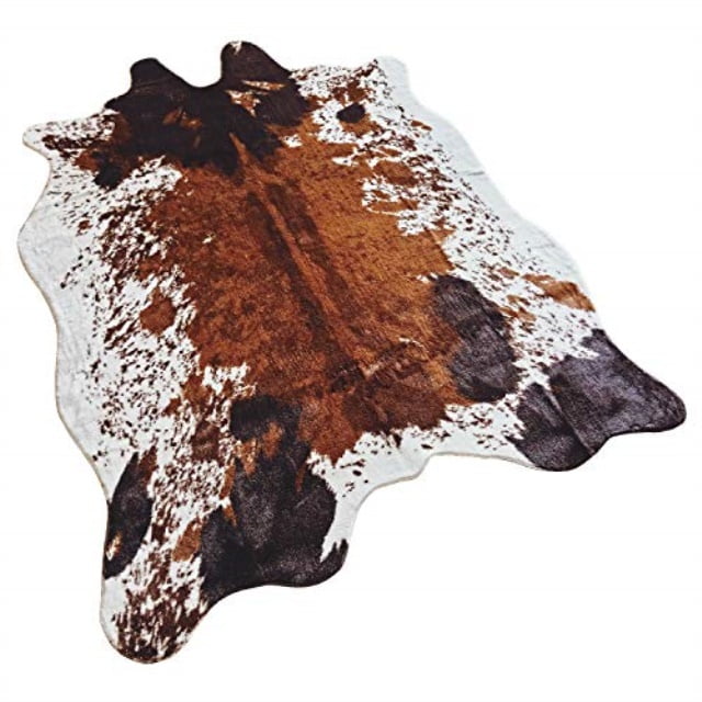 Jaye Large Size Faux Fur Cow Print Rug 4.9x6.6 Feet Faux Cowhide Skin