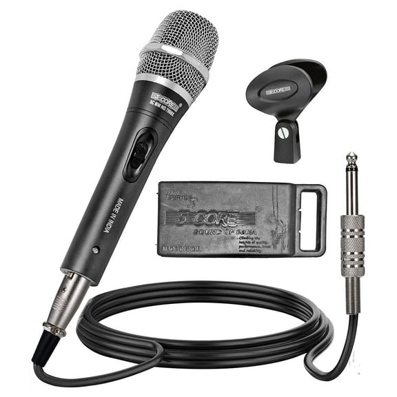 Professional Dynamic Vocal Microphone – Cardioid Unidirectional Handheld Mic with Metal Body, Pop Filter & 16ft Cable