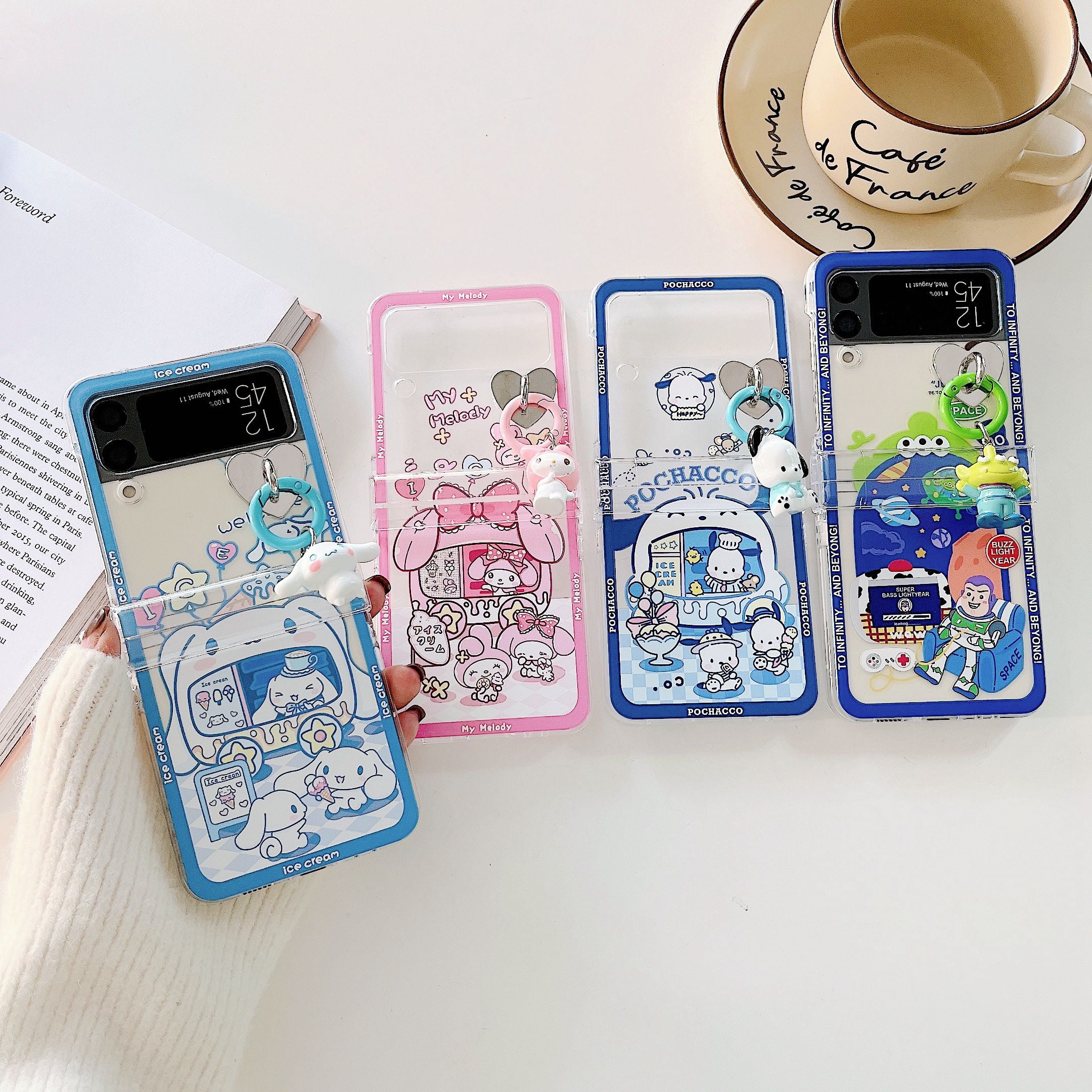 Cute Cartoon Cinnamoroll kitty folding Case For Samsung Galaxy Z Flip 3  Flip4 5G