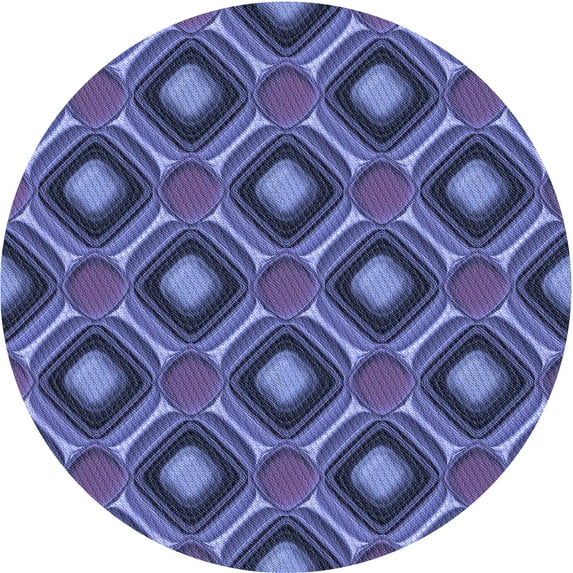 Ahgly Company Indoor Round Patterned Light Slate Blue Area Rugs, 7' Round