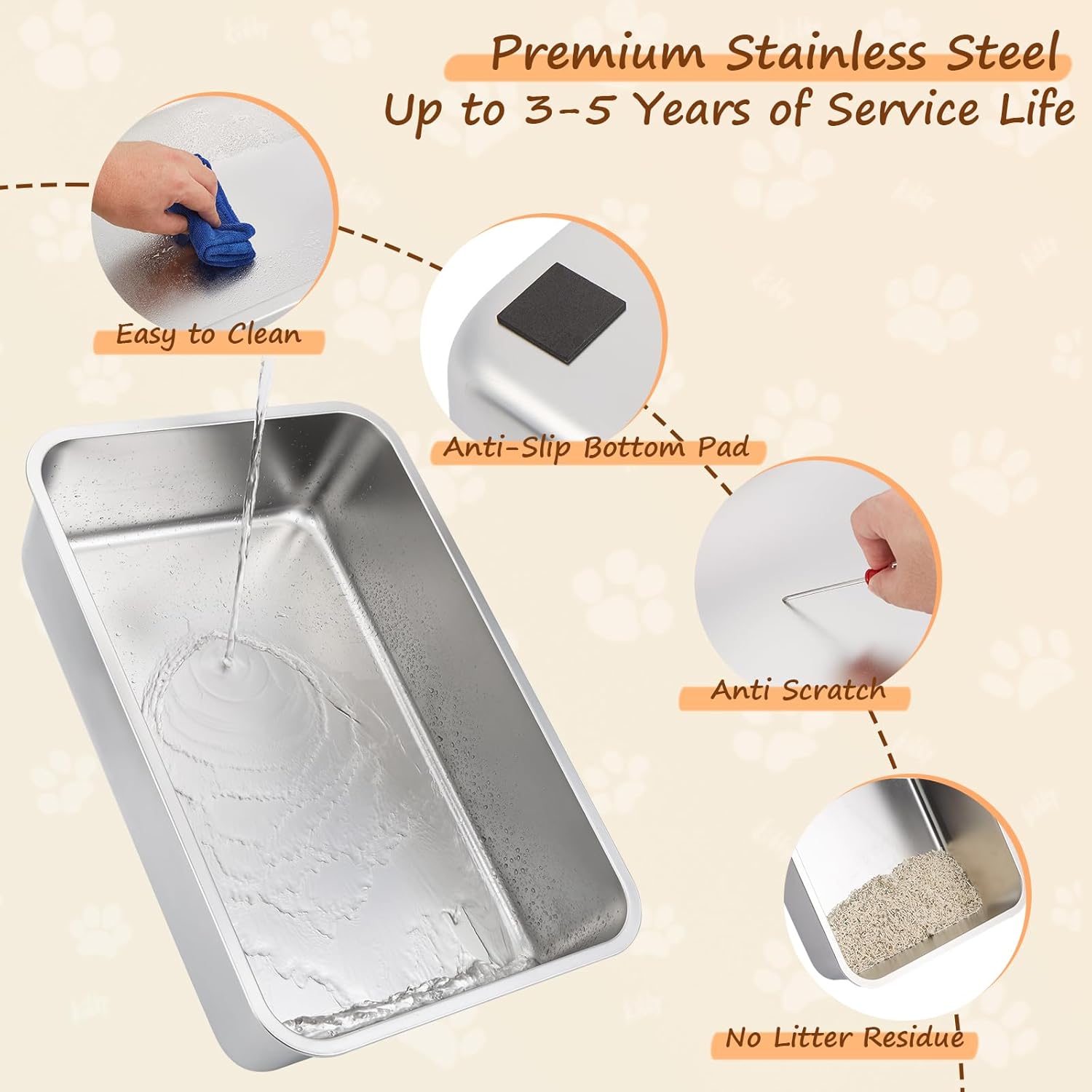 Stainless Steel Litter Box with Lid, XL Extra Large Cat Litter Box Enclosure, Front & Top Entry Covered Metal Cat Box with Steps & Scoop, Easy Cleaning