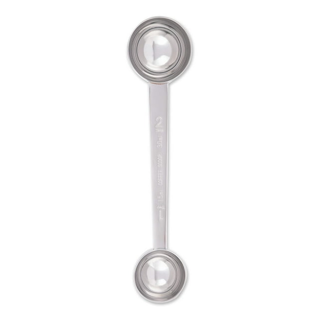 RSVP International Cuchara medidora de café Cuchara de acero inoxidable con mango largo Multiusos para hornear granos de café molidos o té de hojas sueltas Doble 1 cucharada/2 cucharadas