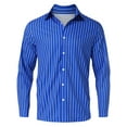 thumbnail image 3 of FEOYA Mens Striped Shirts Casual Business Top Long Sleeve Button Down Shirt Regular Fit Shirts Wedding Cotton Dress Shirt Lapel Collar Shirts Work Office Outfit S, 3 of 6