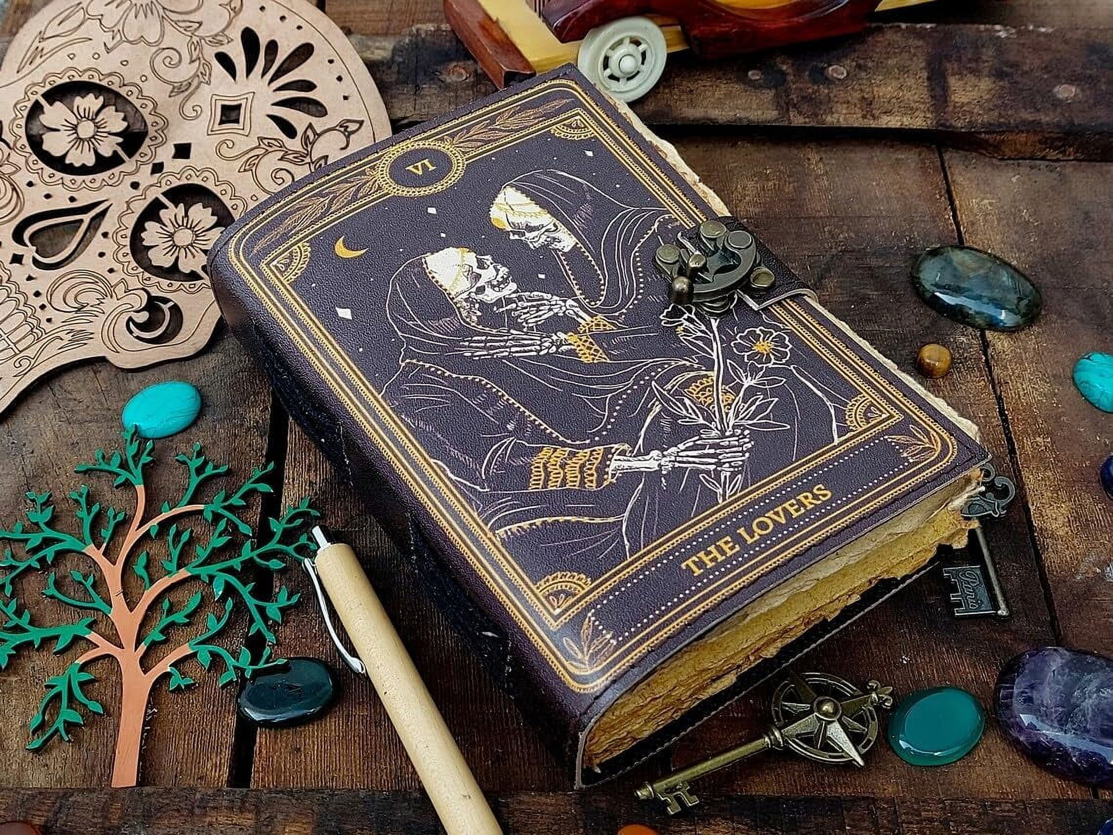 Gothic Grimoire Journal - Vintage LOVE Tarot Gifts And Wiccan Gifts, Spooky Gifts And Witchy Journal For Men And Women, Leather-Bound Reading Journals Reading Book Journal For Book Lovers