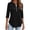 20#Black, variant on Women's 3/4 Length Sleeve V Neck Flowy Tunic Blouses Work Tops Shirts with Zippers Navy 2XL