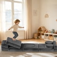 thumbnail image 4 of 12PCS Modular Kids Play Couch, Toddler Sofa, Children Creative Convertible Foam Sofa Living Room Sectional Couch for Boys Girls 3-8, Gray, 4 of 8