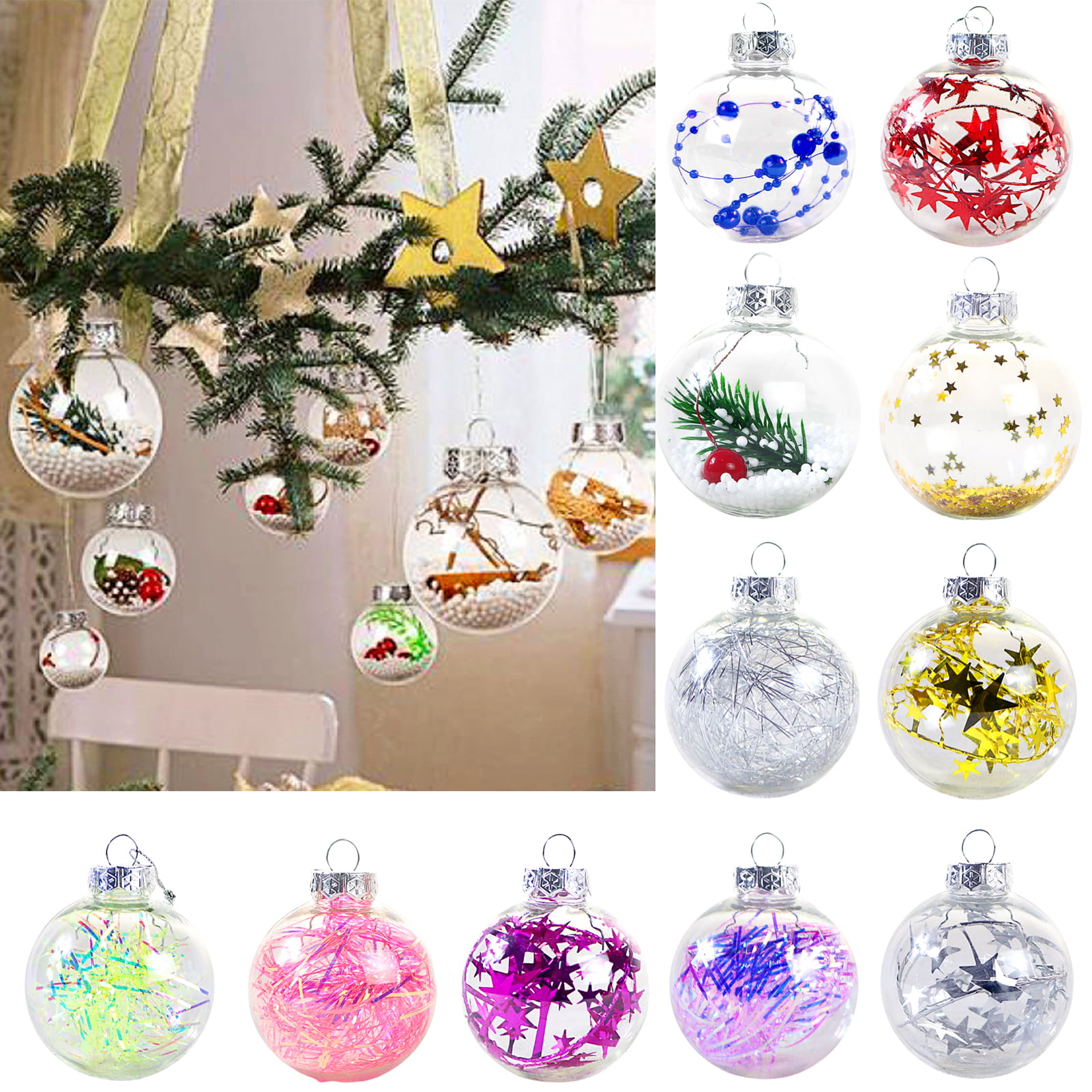 Details about   Christmas Plastic Craft Ball Sphere Baubles Fillable Xmas Tree Ornament Decors 