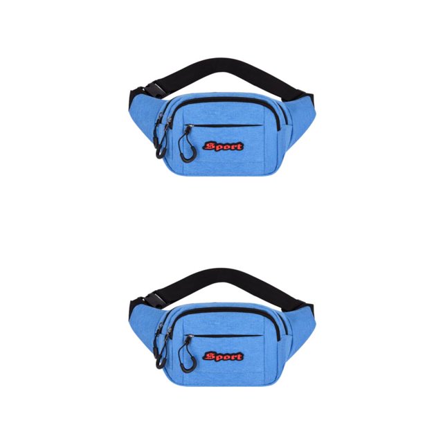 Qarigey Bolso bandolera artesanal exquisito de tela para mujer - Correa ajustable y cremallera Riñonera azul Azul 2piezas