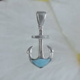 thumbnail image 1 of Unique Hawaiian Genuine Larimar Cross Anchor Necklace, Sterling Silver Larimar Anchor Pendant, N8796 Birthday Valentine Wife Mom Gift, 1 of 3