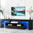 thumbnail image 2 of Black LED TV Stand for 70 Inch TVs, High Glossy Entertainment Center Modern Television Stands with Large Storage Drawers, Wood TV Stand Gaming Media TV Console for Living Room Bedroom, 2 of 13