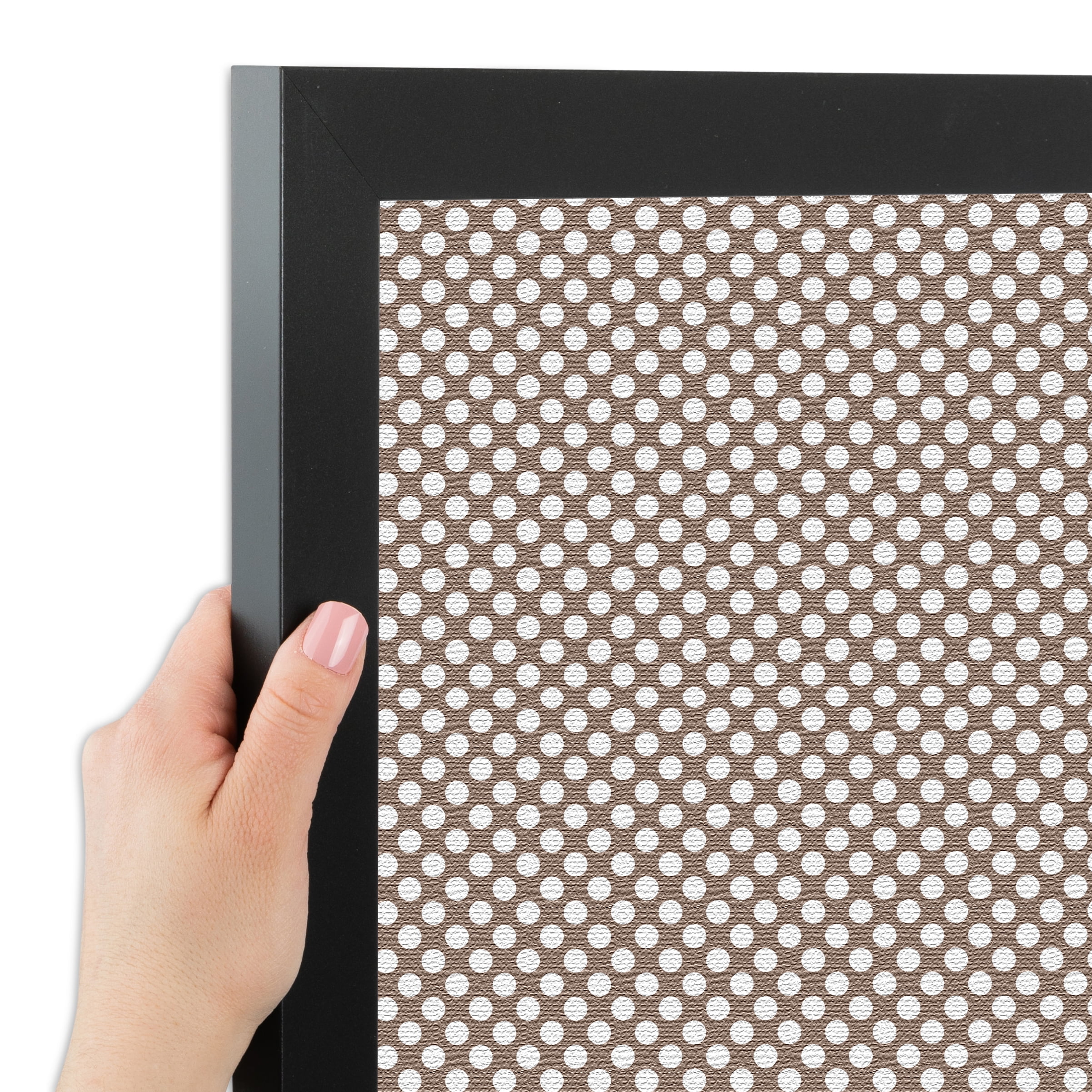PinPix 23x17 Custom Cork Bulletin Board Brown Polka Dot Poster Board Has a Fabric Style Canvas Finish, Framed in Brown Polka Dot, by ArtToFrames (PinPix-501)