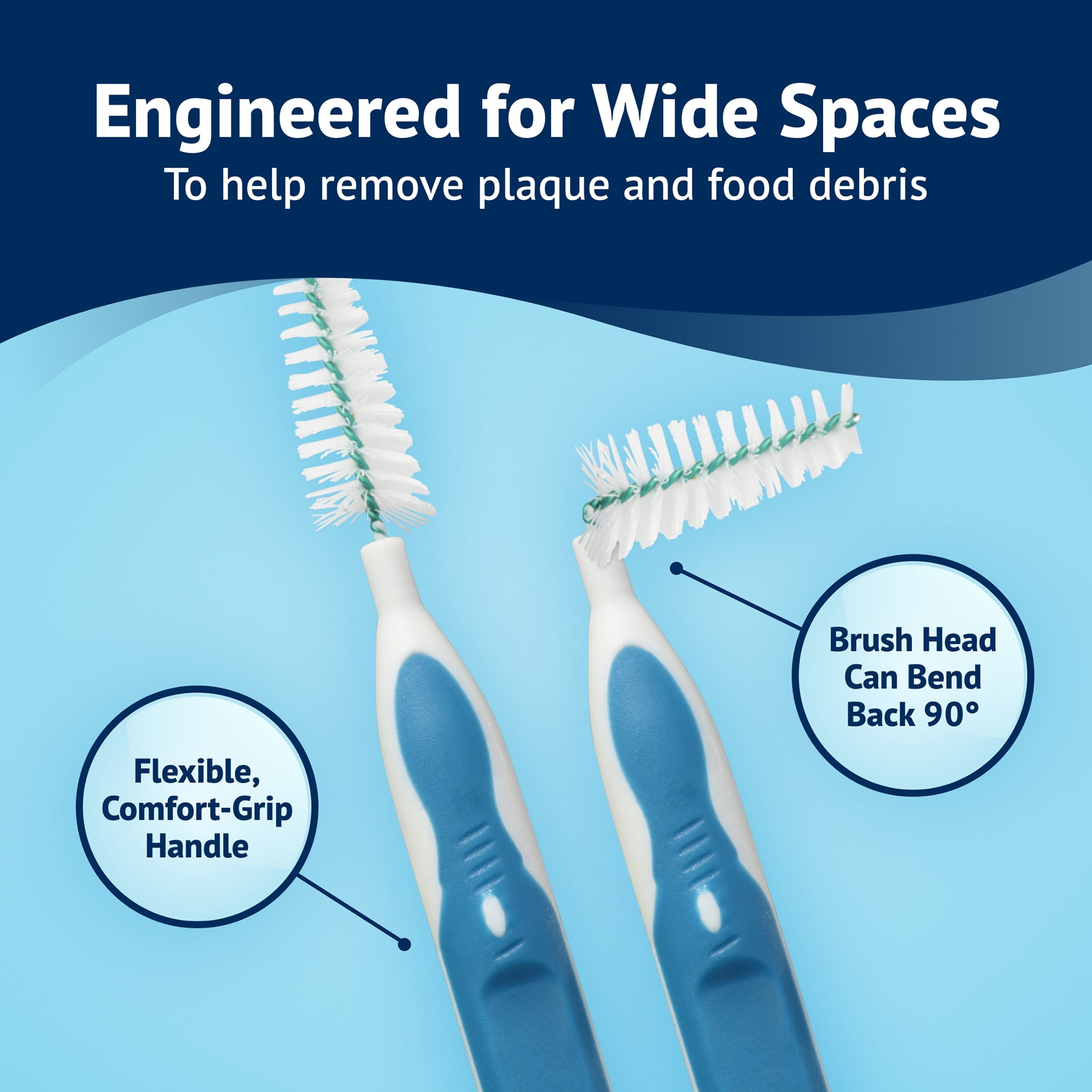 Equate Interdental Brushes, Mint, Wide, 20 Count