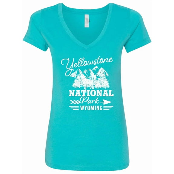 Inktastic Wyoming Yellowstone National Park Women's V-Neck T-Shirt