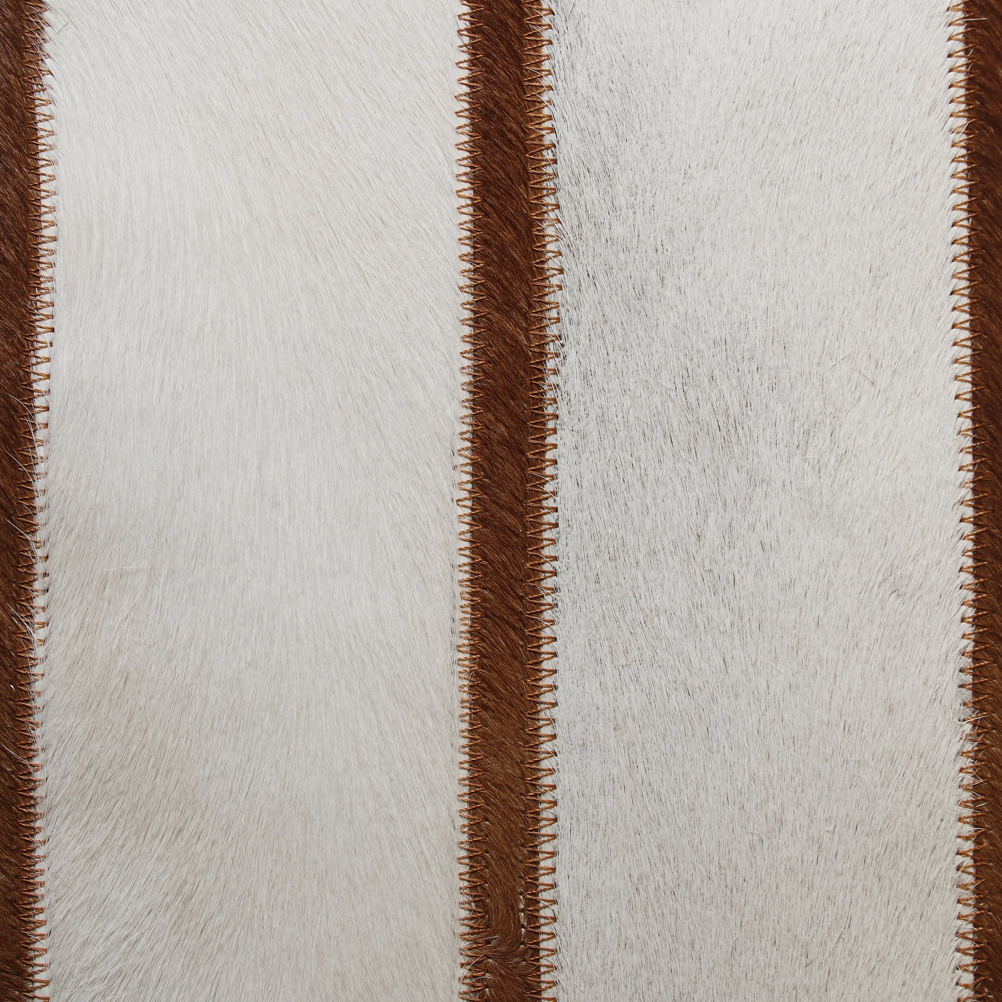 Harlow Hill Brody 20" x 20" Ivory/Brown Striped Wool and Faux Leather Adult Decorative Throw Pillow Cover