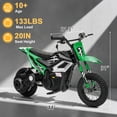 thumbnail image 3 of UBesGoo Electric Dirt Bike, 24V 250W Ride on Toys for Big Kids with Music & Bluetooth, 14 mph Twist-Grip Throttle & Hand-Operated Rear Brake, Green, 3 of 7