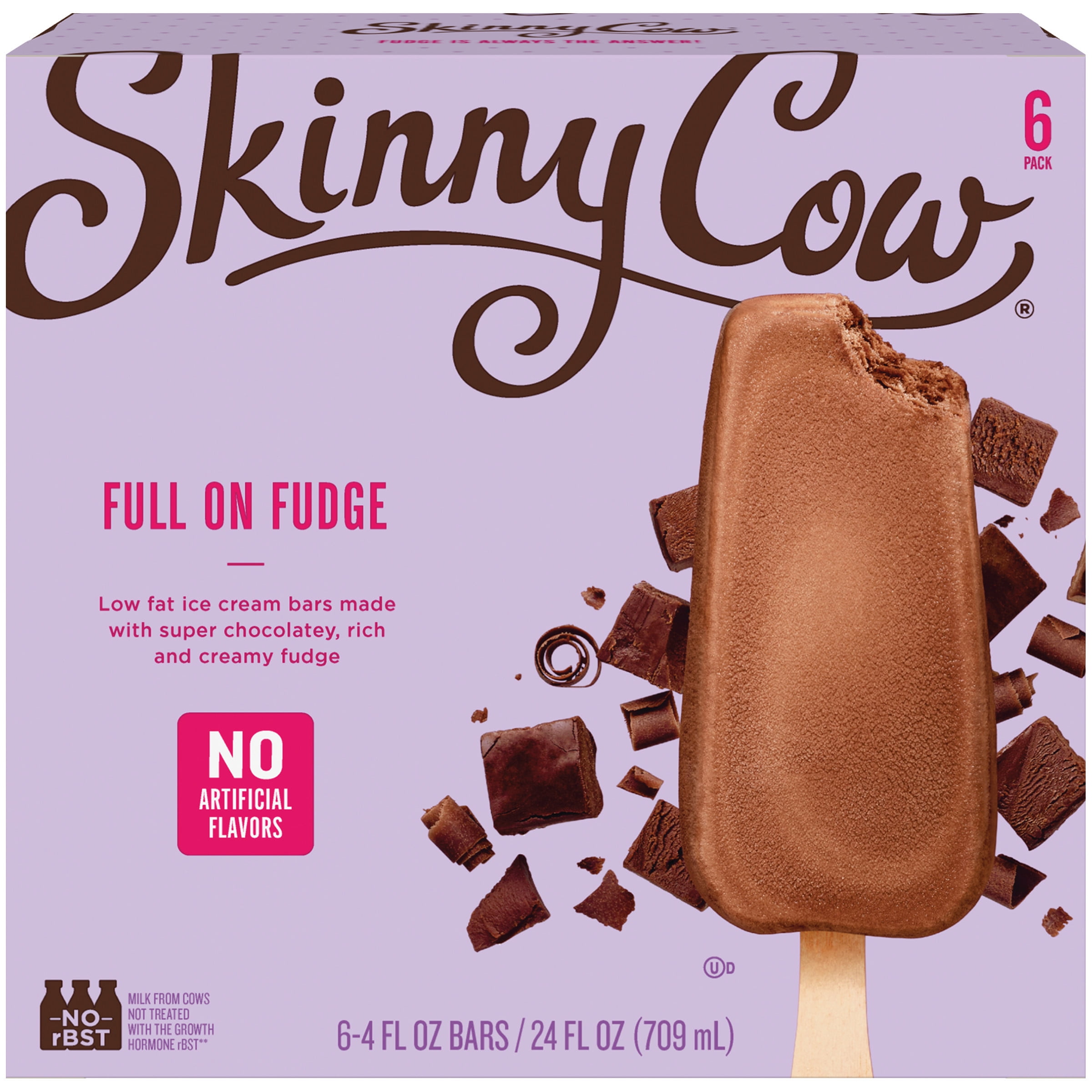 SKINNY COW Full on Fudge Low Fat Ice Cream Bars 6 ct Box