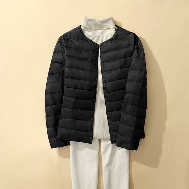 LOVZFMLL Jackets for Women's Puffer Jacket Long Sleeve Buttons Quilted Down Coat Winter With Pockets