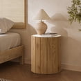 thumbnail image 3 of LuxenHome 18.9" Round Side Table, Wooden End Table with Faux Marble Top, Small Side Table for Living Room, Bedroom, Couch Brown, 3 of 8