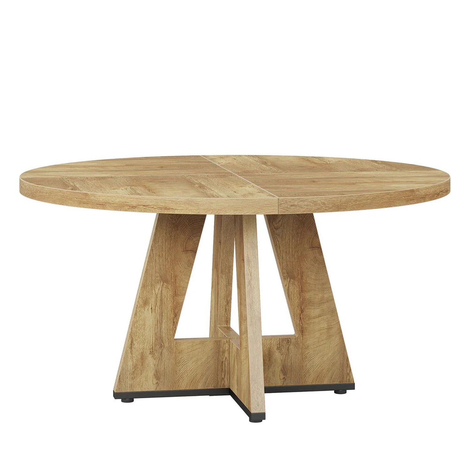 Round Dining Table, Farmhouse Wooden Kitchen Table, Seats 4, 47 in Tabletop, Rustic Brown