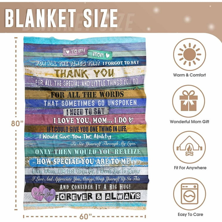 to My Mom Blanket, OUXIOAZ Gifts for Mom Birthday Gifts Mother Blankets  from Daughter Son Christmas Soft Fleece Blanket I Love You Mom Blanket for