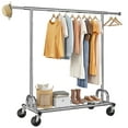 thumbnail image 1 of Exenoray Adjustable Single Rod Clothing Rack with Bottom Shelf, 220 lbs Capacity Rolling Garment Organizer, 1 of 7