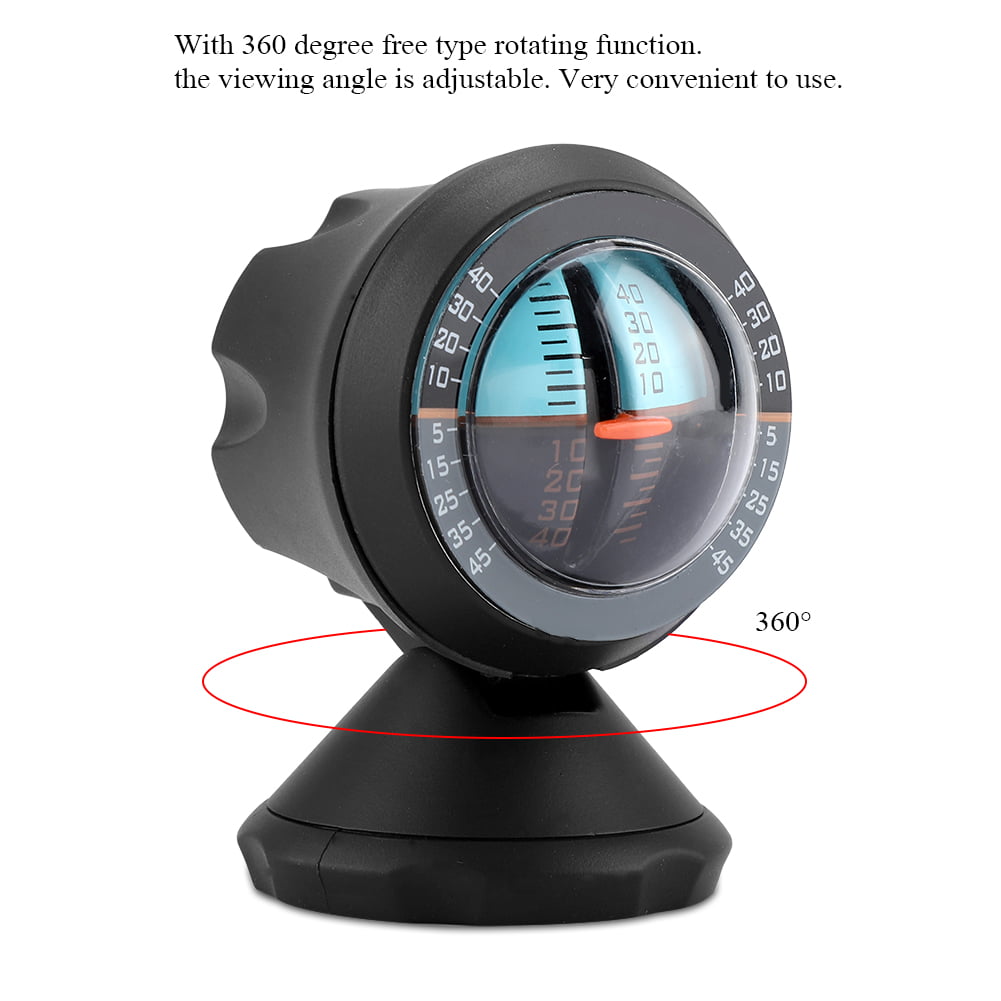 Adjustable with Adhesive Black Plastic Shell Durable Car Clinometer Trucks for Cars Rotatable Car Slope Gauge 