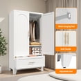 thumbnail image 5 of Jopath Metal Wardrobe Closet,60" Tall Armoire Wardrobe Cabinet 1 Drawers and Hanging Rod,Clothes Storage Organizer Cabinets for Bedroom,Office,Living Room,White02, 5 of 8