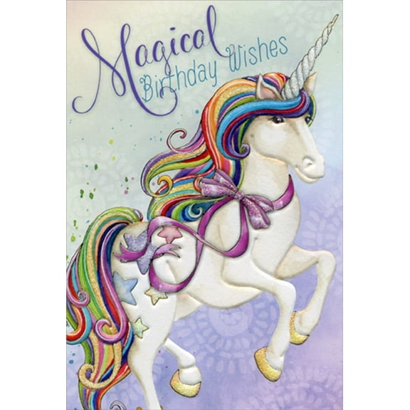 Pictura Magical Wishes Unicorn Nicole Tamarin Juvenile Birthday Card for Girls