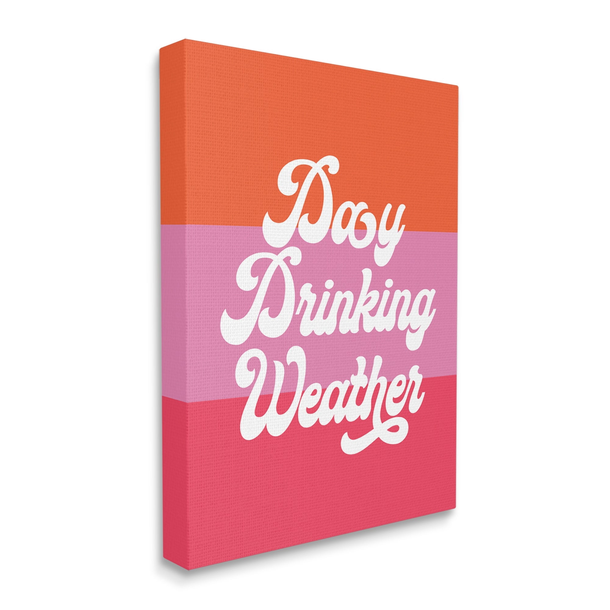 Stupell Industries Day Drinking Weather Summer Stripes Retro Typography Graphic Art Gallery Wrapped Canvas Print Wall Art, Design by Daphne Polselli