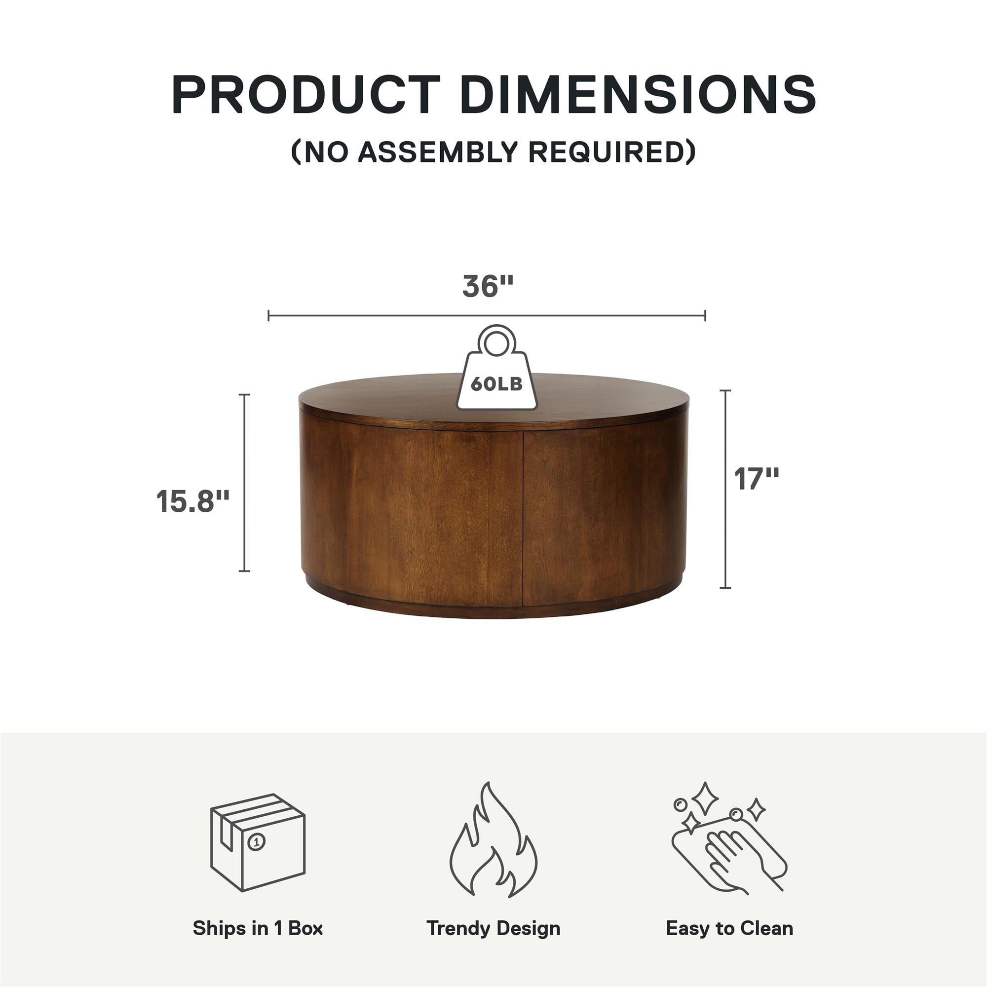 Better Homes & Gardens Miller Drum Coffee Table, Walnut