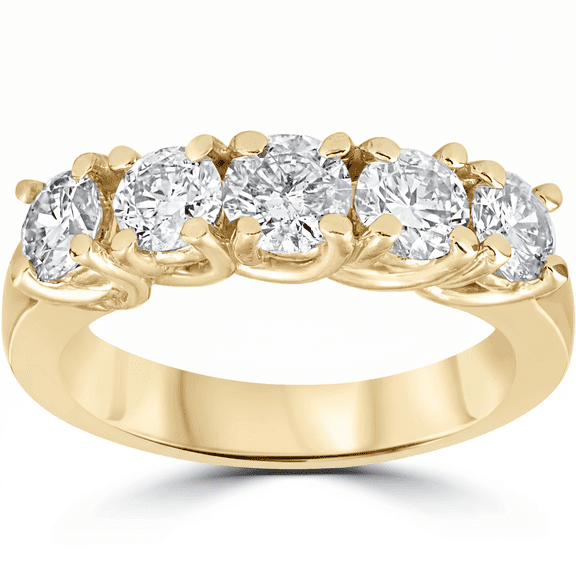 Pompeii 1 1/2ct Real Diamond Wedding Anniversary 14K Yellow Gold Ring (G/H,I1)