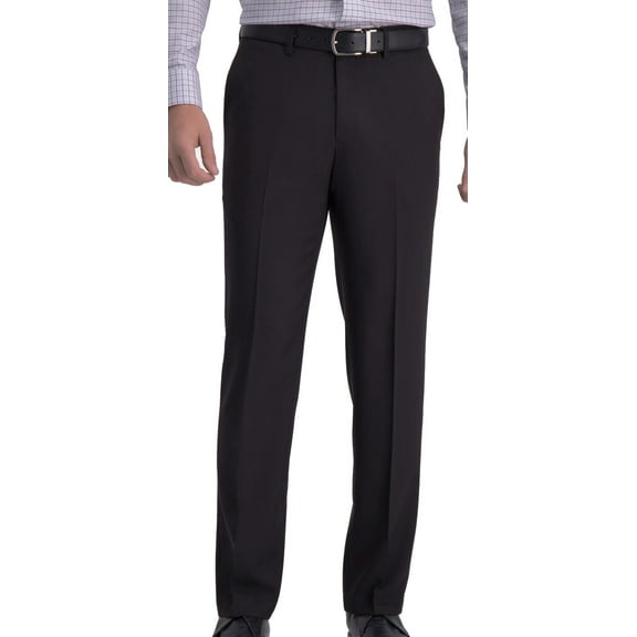 Men's Haggar® Premium Comfort Straight-Fit Flat-Front Dress Pants Color: Black Size: 38X29