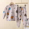 thumbnail image 2 of TOWED22 2pcs Toddler Baby Boy Fall Winter Clothes Print Long Sleeve Sweatshirt Tops Casual Pants Set Little Kids Outfits Clothing(Light Purple,12-18 M), 2 of 4