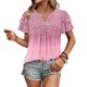 thumbnail image 4 of Camisas de Cuello de Tripulación de Manga Corta para las Mujeres Plisado Mangas de Ruffle, Cuello Redondo Casual Primavera Y Blusa de Verano, 4 of 7