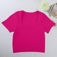 thumbnail image 2 of Tsesme Women's Square Neck Crop Tops Slim Ribbed Knit Short Sleeve Solid T-Shirts Summer Basic Blouses, 2 of 8