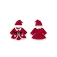 thumbnail image 2 of RUINIXCW Newborn Baby Girl Christmas Outfit Velvet Romper Dress Xmas Santa Elf Dress Infant Baby Girl Fall Winter Plush Trim Long Sleeve Dress Belt Hat, 2 of 9