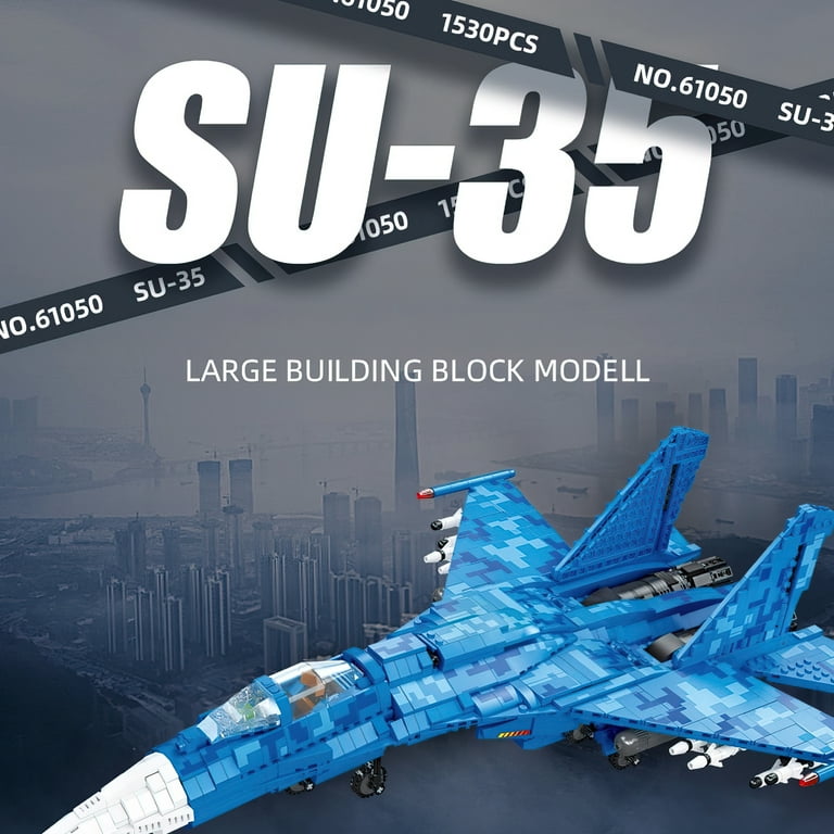 Military MOC SU-27 Flanker Fighter Jet Bricks Kids Toys