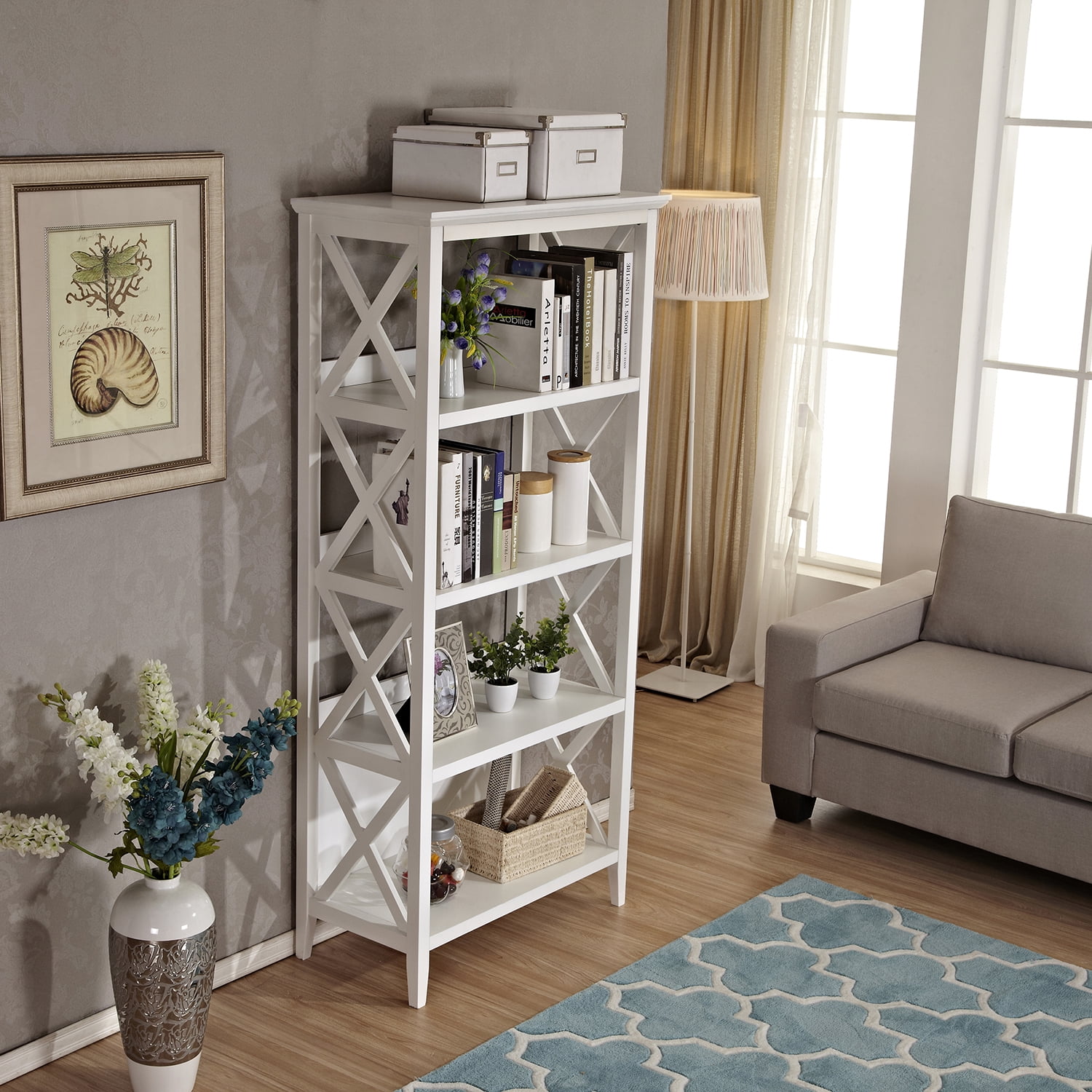 Resenkos 67" Solid Wood Freestanding Bookcase with 4 Shelves, Open Storage Organizer for Home Office Bedroom White Resenkos 67" Solid Wood Freestanding Bookcase with 4 Shelves, Open Storage Organizer for Home Office Bedroom White