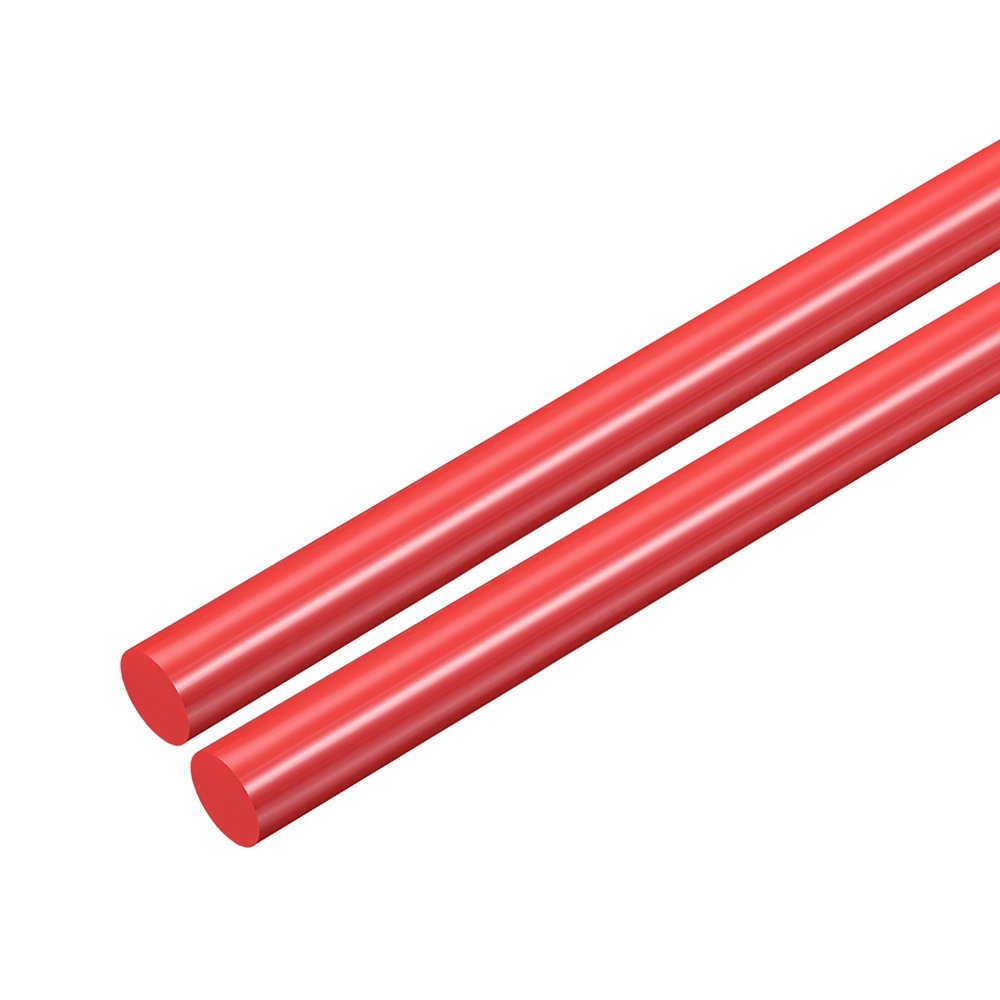 2pcs Plastic Round Rod 1/4" Dia 20" Length Red (POM) Polyoxymethylene