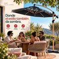 thumbnail image 2 of Sombrilla 2.9 metros Tipo Madera Playa Jardín Exterior Terraza Jardimex Inclinación Manivela, 2 of 9